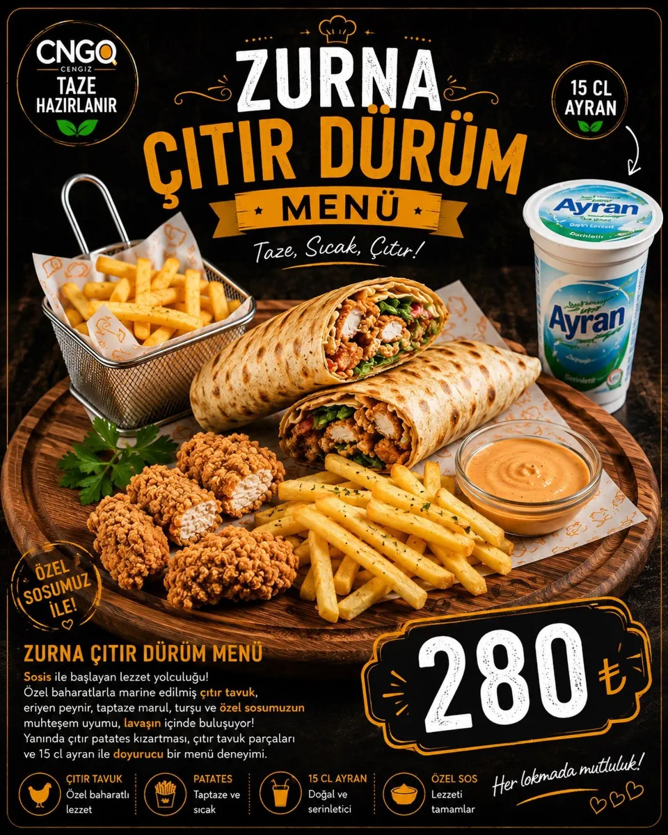 Zurna Çıtır Dürüm Menü